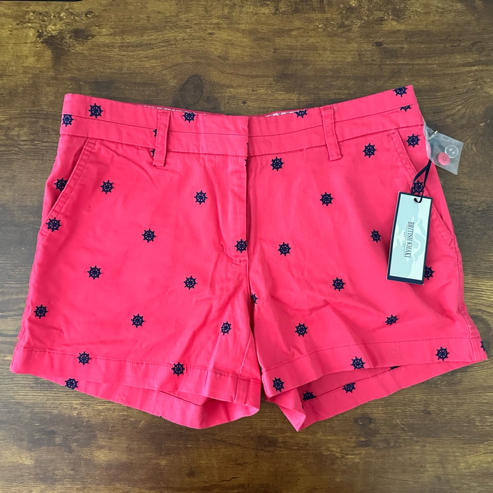 British Khaki Coral Shorts with Nautical Theme NWT